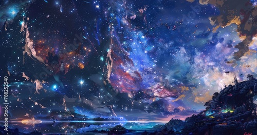 Mystical Nebula View from Rocky Peaks 