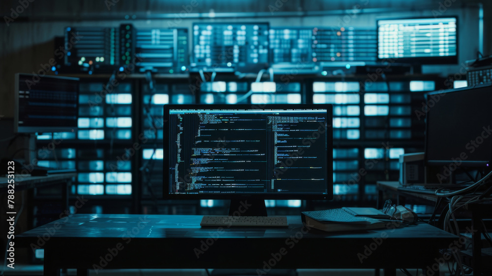 Green screen in an AI analysis room on computer screens in a large high-tech data center. The concept of web services, machine learning, cybersecurity 41 Green screen in an AI analysis room on computer screens in a large high-tech data center. The concept of web services, machine learning, cybersecurity 41
