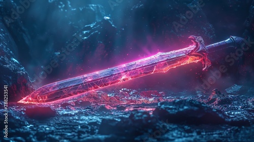 The ancient sword glowed brightly. photo