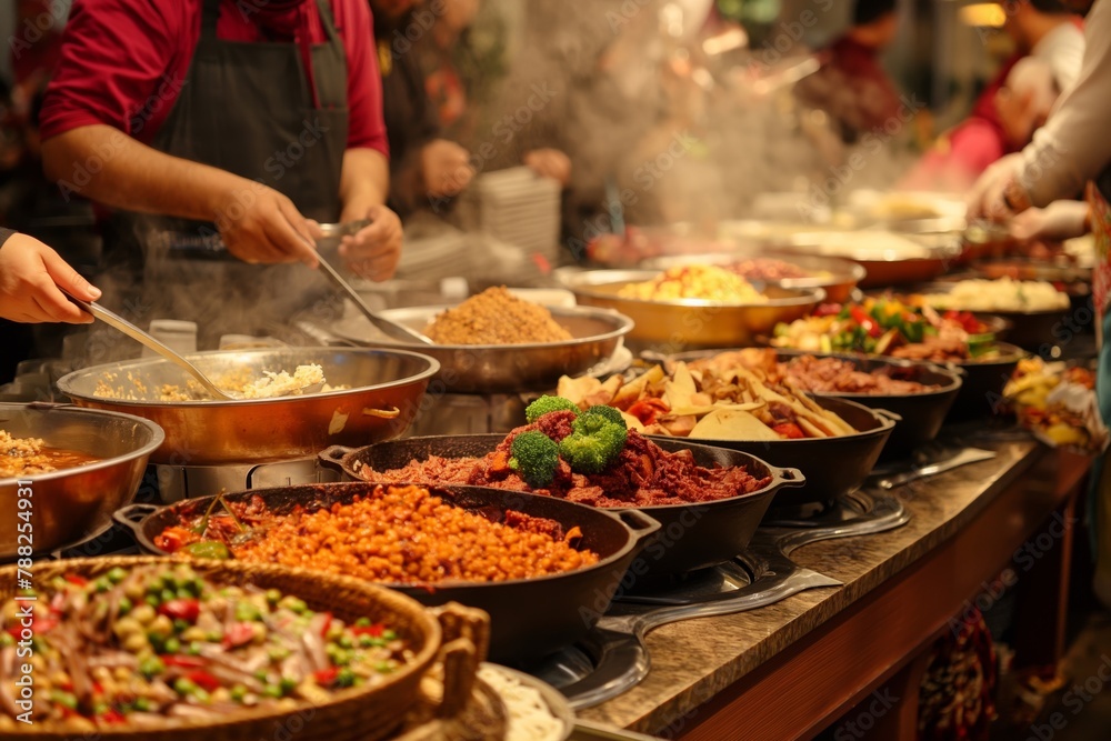 Obraz premium Global cuisine extravaganza at food festival