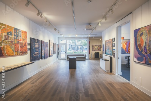 Diverse art exhibition in modern gallery