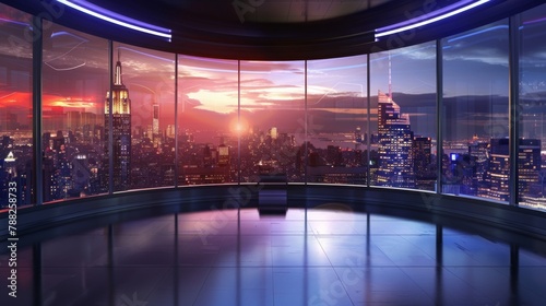 Industrial TV show backdrop. Ideal for virtual tracking system sets  with green screen. 3D rendering
