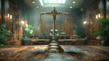 scales of justice on a table