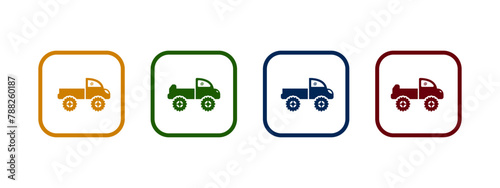 monster truck icon vector illustration. monster vehicle in different color design.