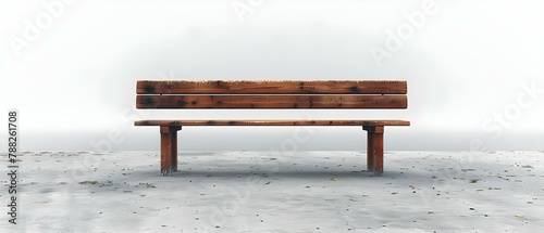 Solitary Wooden Bench Against Stark White, Minimalist Elegance. Concept Minimalist Photography, Stark Contrast, Solitude, Emptiness, Simple Design photo