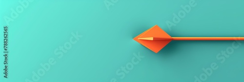 A 3D-rendered orange arrow with a sharp design on a calming teal background  ideal for motivational content.