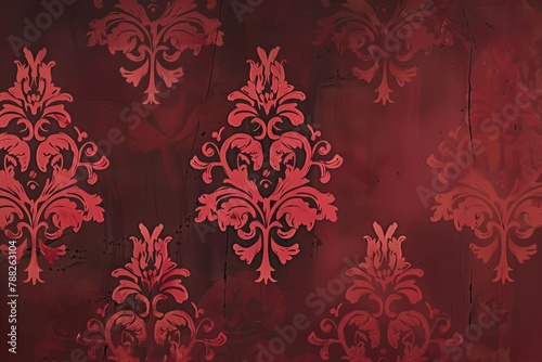 red background with floral pattern