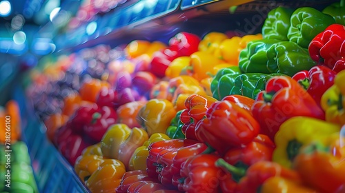 Shopper selecting fresh produce  macro detail  vibrant colors  healthy lifestyle  grocery store visit