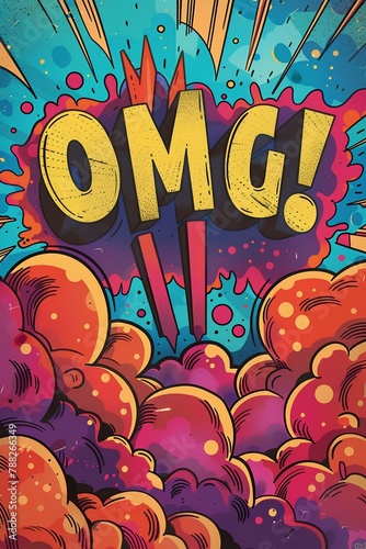 Create a comic bookstyle illustration of a colorful OMG explosion background, with a 70sstyle font for the text, capturing the excitement and surprise of the moment 8K , high-resolution, ultra HD,up32 photo
