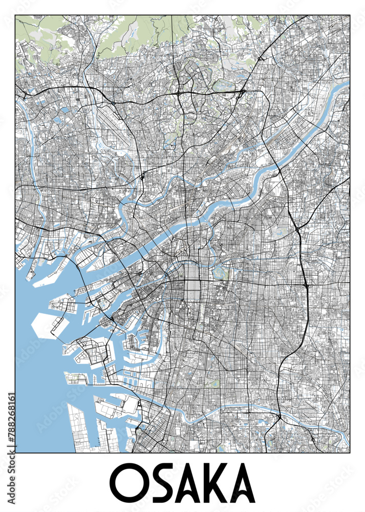 Fototapeta premium Osaka, Japan map poster art