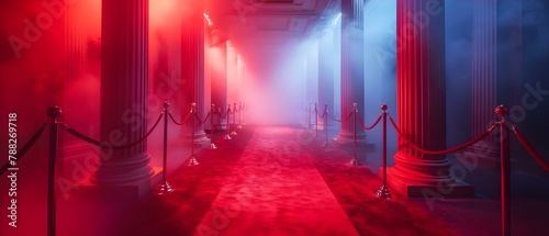 Elegant Red Carpet Corridor in Hues of Minimalism. Concept Red Carpet, Elegant, Minimalism, Corridor, Hues
