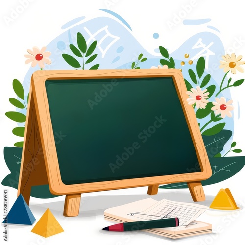 Springtime Classroom Blackboard Illustration