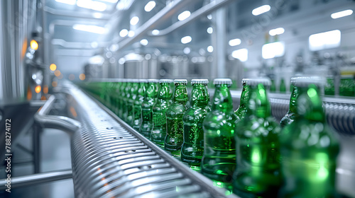 beer drink alcohol bottles  brewery conveyor  modern production line 