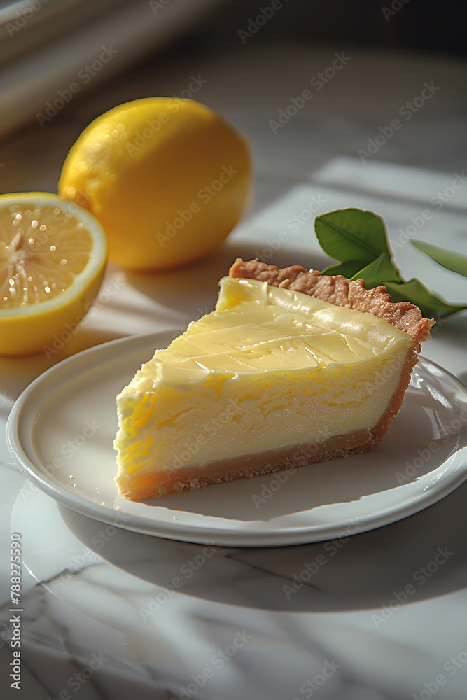 A slice of cool and refreshing lemon icebox pie topped with whipped cream and garnished with sliced lemons, horizontal with copy space
A slice of cool and refreshing lemon icebox pie topped with whipped cream and garnished with sliced lemons, horizontal with copy space