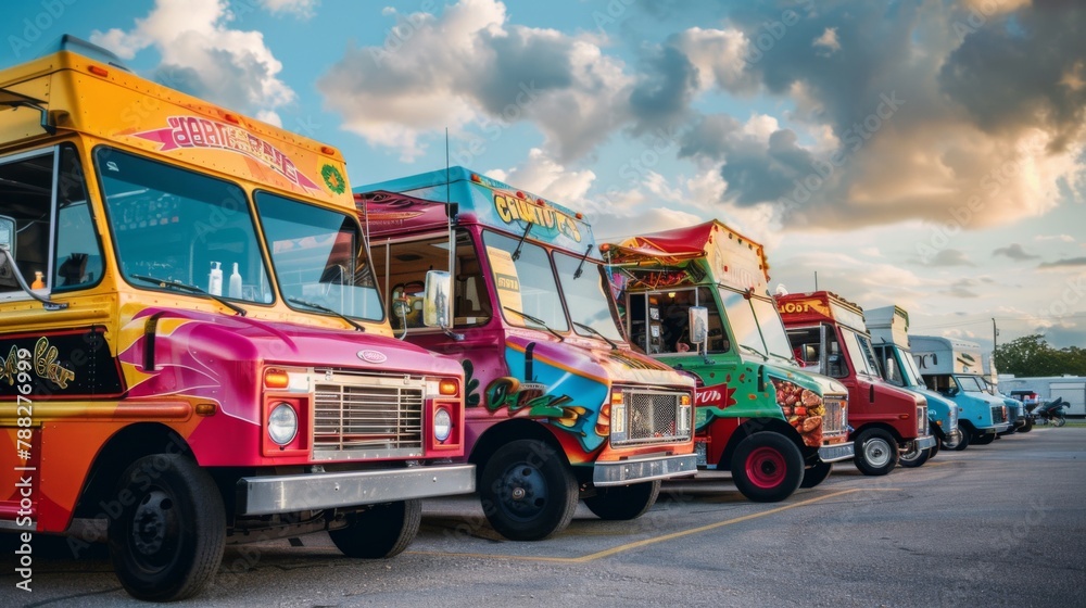 Food trucks participating in the festival, each offering a unique menu of mouth watering dishes and creative culinary creations