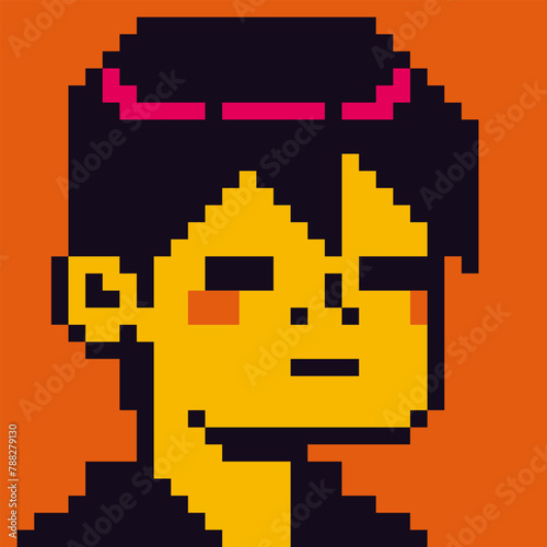 8-bit boy, pixel art male character, man avatar, young guy face, cartoon vector icon, game user or web profile person, people, social net portrait, minimalistic fashion vector