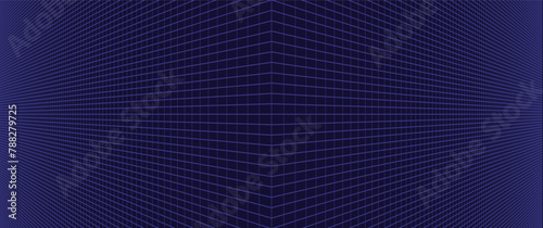 abstract symmetrical blue grid line perspective, 3d perspective grid line for retro, background, banner