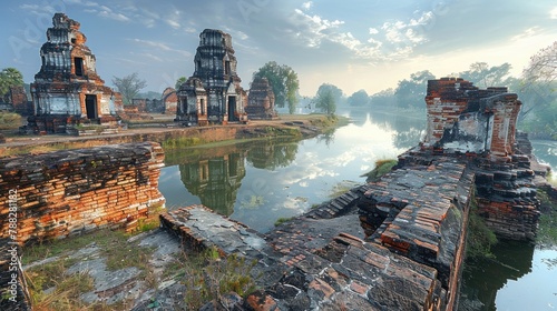 Step into the ancient ruins of Ayutthaya, where the letters of THAILAND emerge from centuries-old stone temples photo