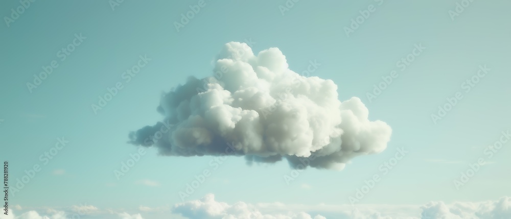 Floating white clouds, minimal abstract, uniform color backdrop for serene wallpaper