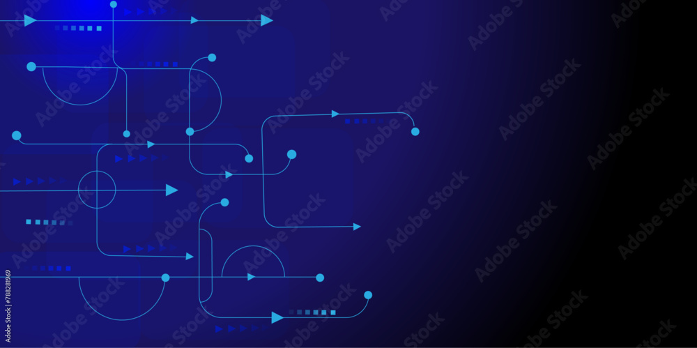Vectors Futuristic technology concept design. Abstract modern background with blue lines and dots connected. 