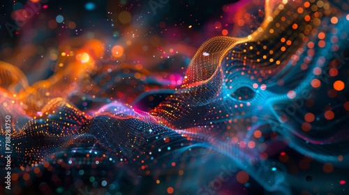Glowing big data on a colorful background. 3d illustration photo