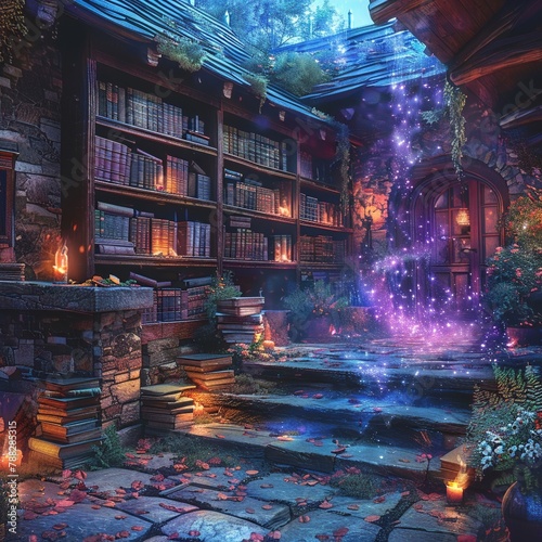 Oldschool magic academy, floating books, wand training, enchanted classrooms  © AlexCaelus