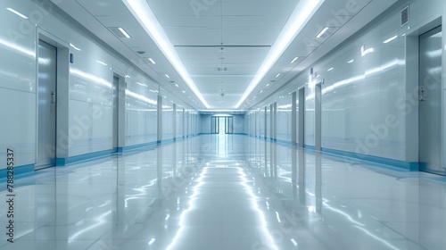Futuristic hospital hallway