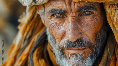 A nomad tending to his flock, his weathered face a map of the desert's trialsphoto illustration © Claudine