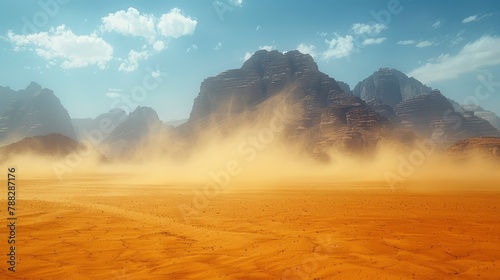 The dance of heatwaves rising from the desert floor, distorting the landscape into a hazy blurillustration