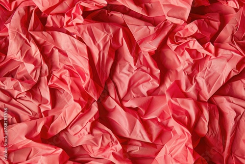 Seamless pattern of The rich red fabric, crinkled and creased