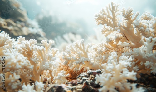 Coral bleaching due to pollution and rising sea temperatures
