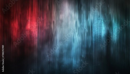 a dark background with a gradient of light blue and red bounded by smoke