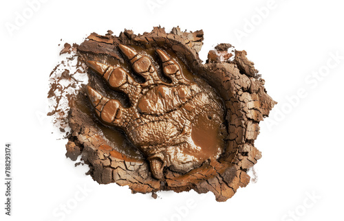 A dinosaur footprint isolated on transparent background.