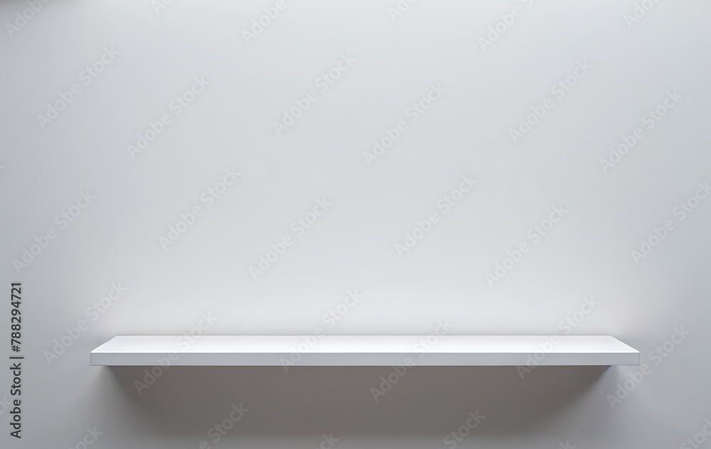 empty shelf on a wall, empty shelf with a interior for the product placement empty shelf on a wall, empty shelf with a interior for the product placement