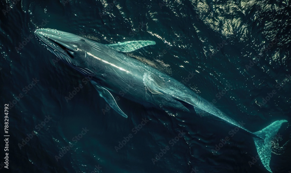 Fototapeta premium A blue whale in the ocean