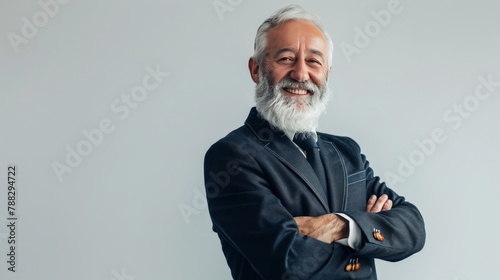 Confident businessman with crossed arms in suit and tie