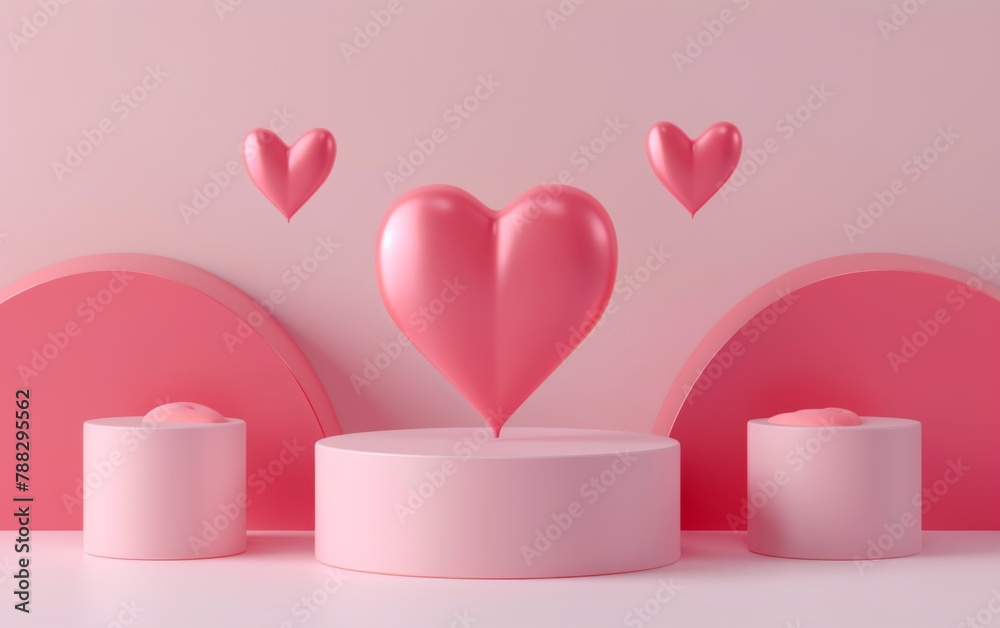 Valentines day podium for product presentation.3d rendering