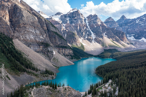 Magical view of Moraine Lake in Banff National Park, Canada, Ten Peaks Valley. Inspirational photo. © romankrykh