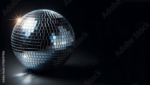 Disco Ball On Black Background Generative AI  generative ai