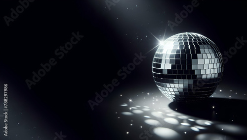 Disco Ball On Black Background Generative AI  generative ai