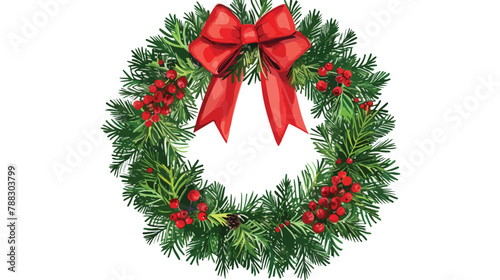 Christmas door wreath. Xmas holiday decoration 