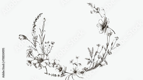 Circular frame or wreath decorated with blooming wild