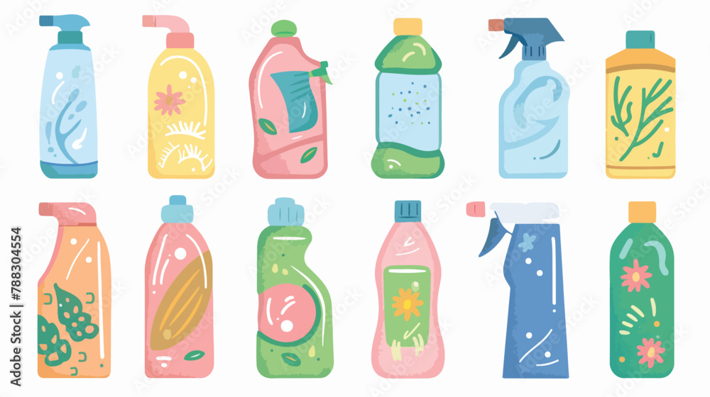 Cleaning  emicals home detergents in plastic bottles