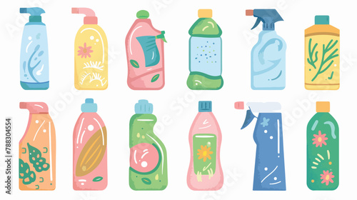 Cleaning  emicals home detergents in plastic bottles