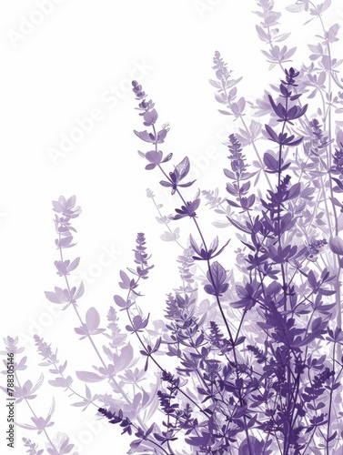 Purple Floral Silhouette Composition - A whimsical composition of purple flower silhouettes expressing a dreamy and artistic charm