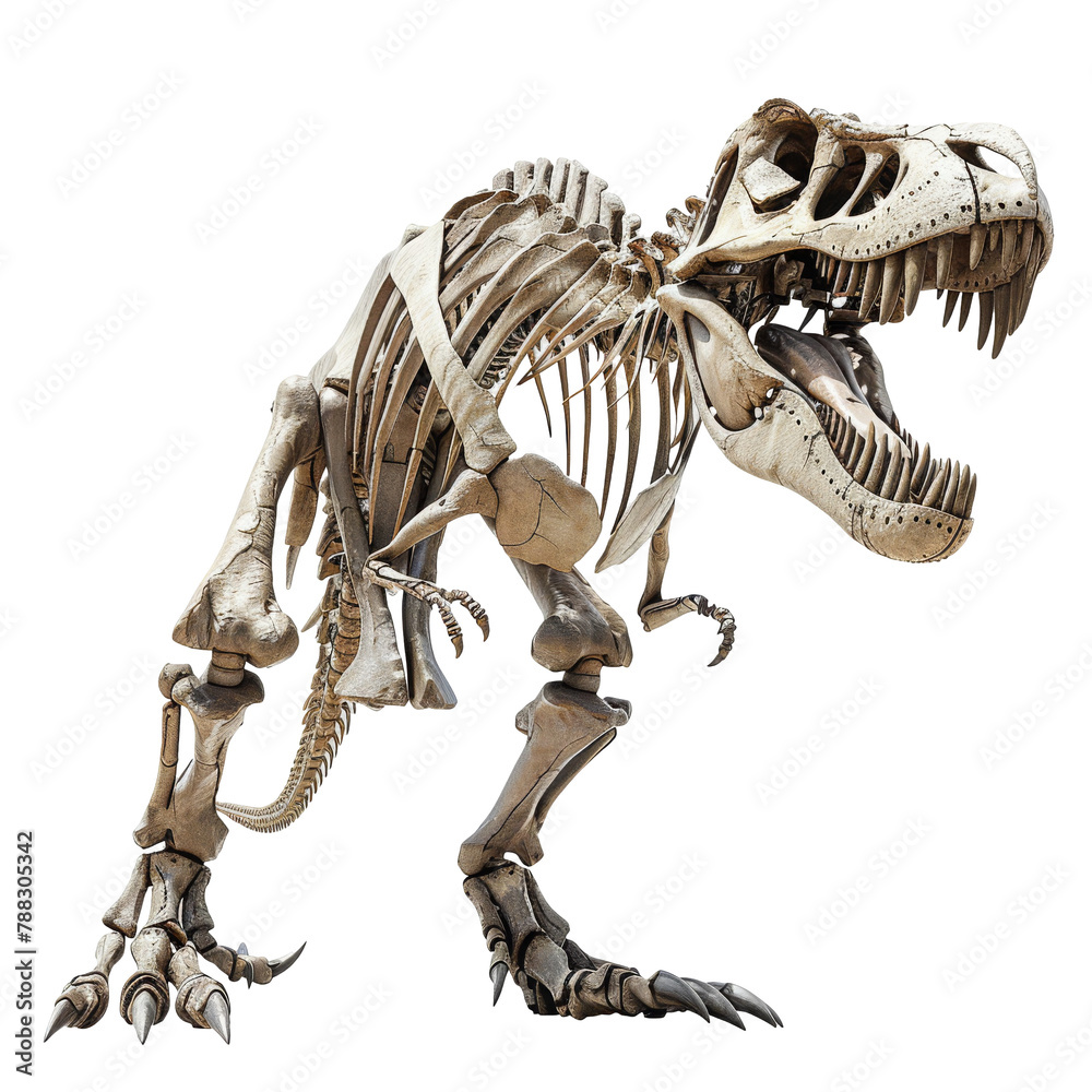 T-Rex skeleton on transparent or white background T-Rex skeleton on transparent or white background