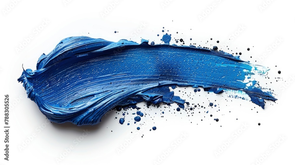 hand painted stroke of blue paint brush isolated on white backgroundimage