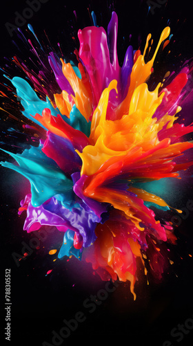bright colorful background with splashes of paint, swirls of colors © daniiD