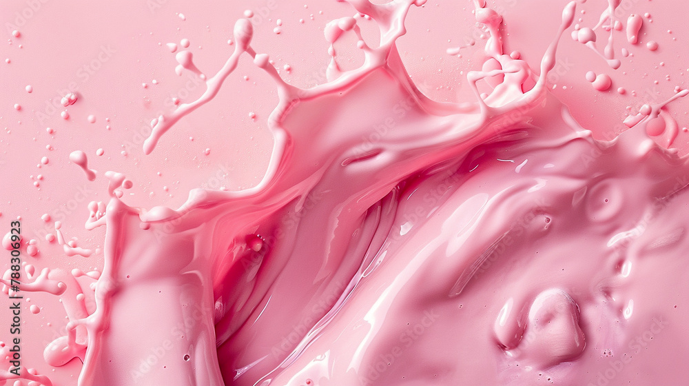 Splash of pink milky liquid similar to smoothie, yogurt or cream, cut out Splash of pink milky liquid similar to smoothie, yogurt or cream, cut out