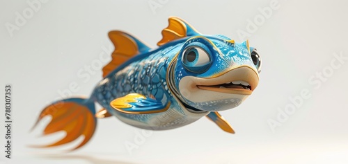 A cartoon fish with a big smile on its face